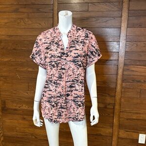 Source Unknown Coral and Charcoal Women's Blouse